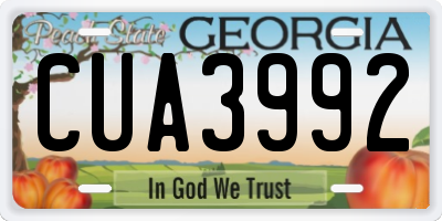 GA license plate CUA3992