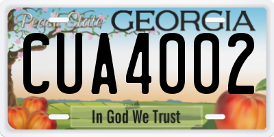 GA license plate CUA4002