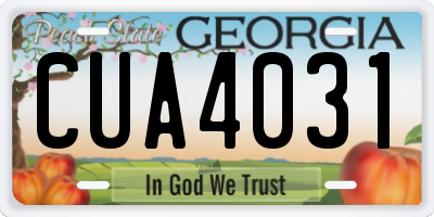 GA license plate CUA4031