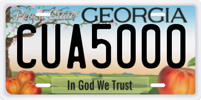 GA license plate CUA5000