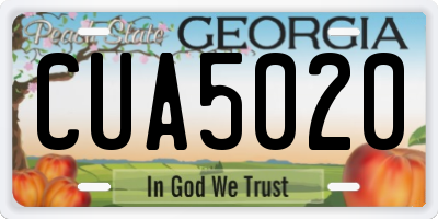GA license plate CUA5020