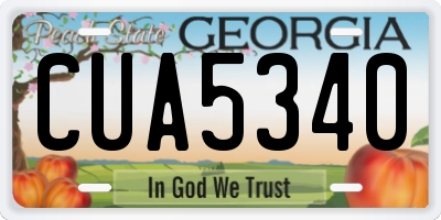 GA license plate CUA5340