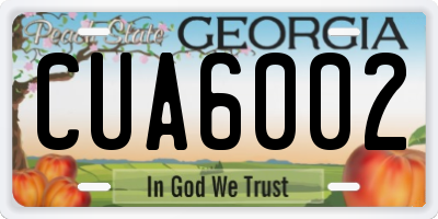 GA license plate CUA6002