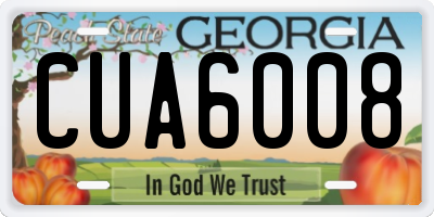 GA license plate CUA6008