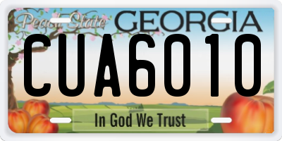 GA license plate CUA6010