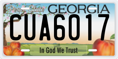 GA license plate CUA6017