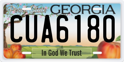 GA license plate CUA6180