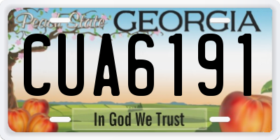 GA license plate CUA6191