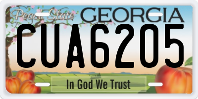GA license plate CUA6205