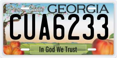 GA license plate CUA6233