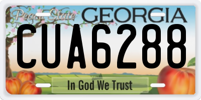 GA license plate CUA6288