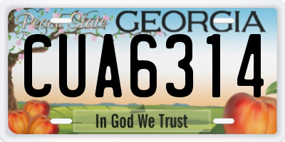 GA license plate CUA6314