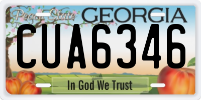 GA license plate CUA6346