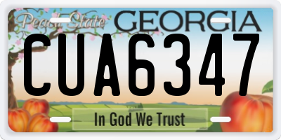 GA license plate CUA6347
