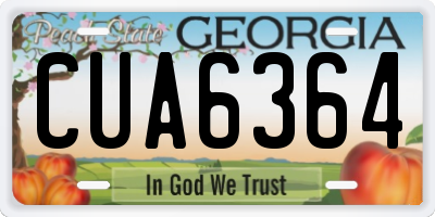 GA license plate CUA6364