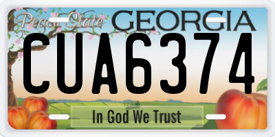 GA license plate CUA6374