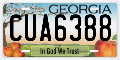 GA license plate CUA6388