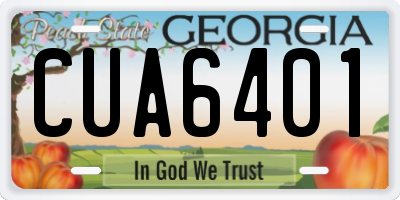 GA license plate CUA6401
