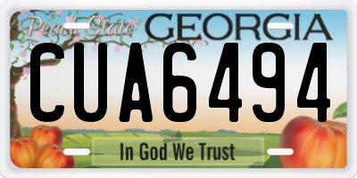 GA license plate CUA6494