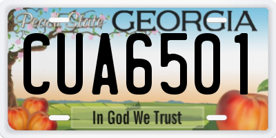 GA license plate CUA6501