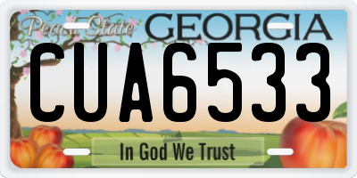 GA license plate CUA6533