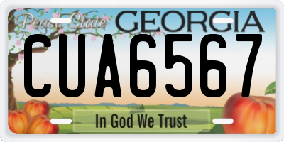 GA license plate CUA6567