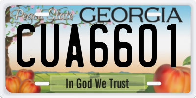GA license plate CUA6601