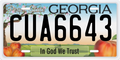GA license plate CUA6643