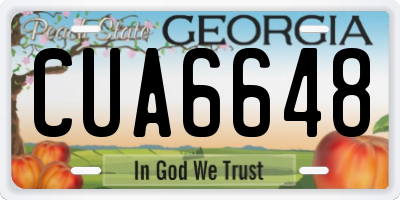 GA license plate CUA6648