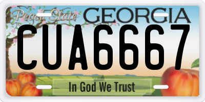 GA license plate CUA6667