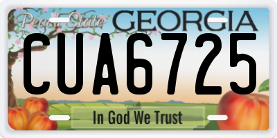 GA license plate CUA6725