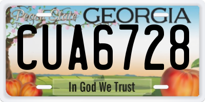 GA license plate CUA6728
