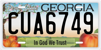 GA license plate CUA6749