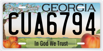 GA license plate CUA6794