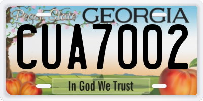 GA license plate CUA7002