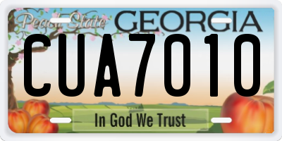 GA license plate CUA7010