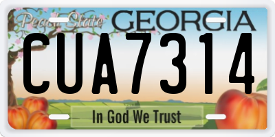 GA license plate CUA7314