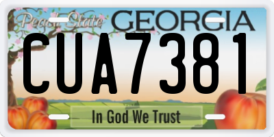 GA license plate CUA7381