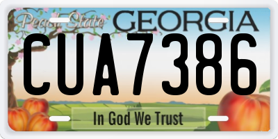 GA license plate CUA7386