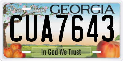 GA license plate CUA7643