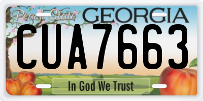 GA license plate CUA7663