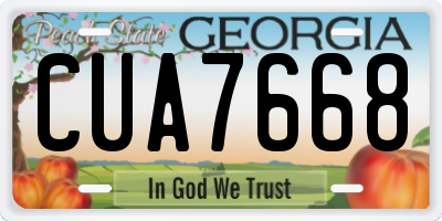 GA license plate CUA7668
