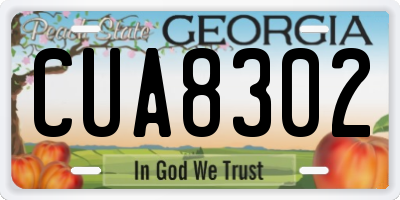 GA license plate CUA8302