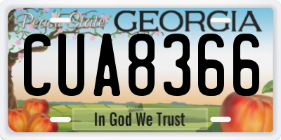 GA license plate CUA8366
