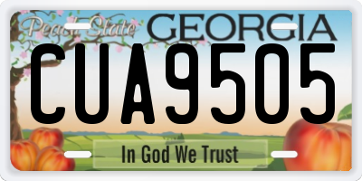 GA license plate CUA9505