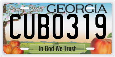 GA license plate CUB0319