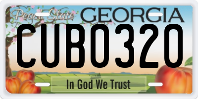 GA license plate CUB0320