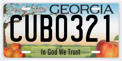 GA license plate CUB0321