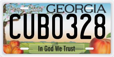 GA license plate CUB0328