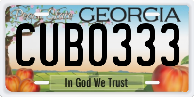 GA license plate CUB0333